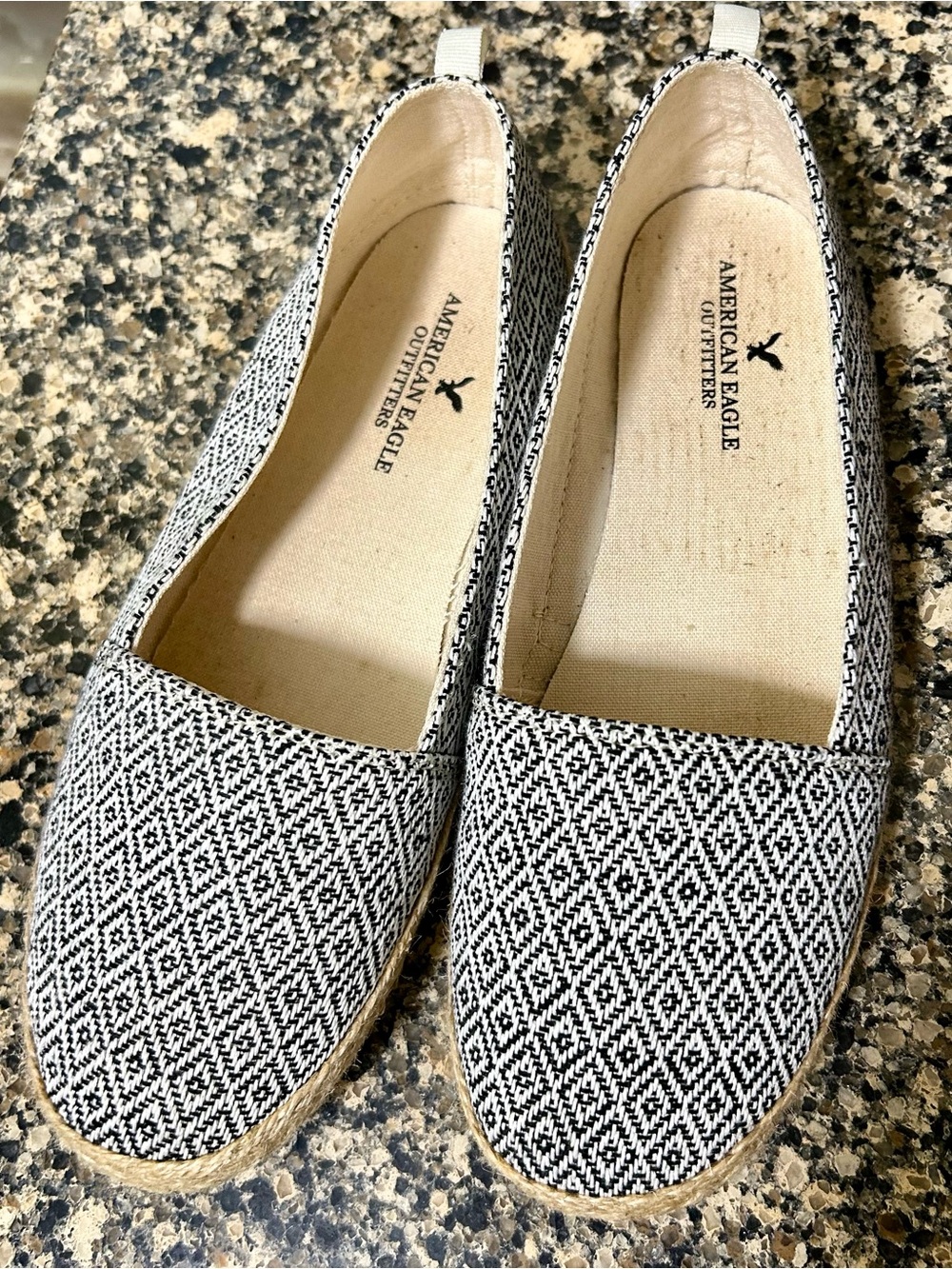 American Eagle Outfitters Navy & White Patterned Slip-On Flats